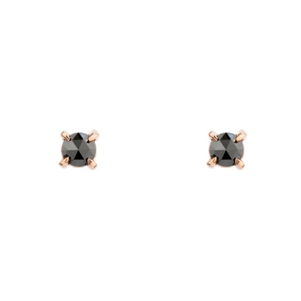 Catbird Maleficent Black Diamond and Rose Gold Stud Earrings (1 pair)
